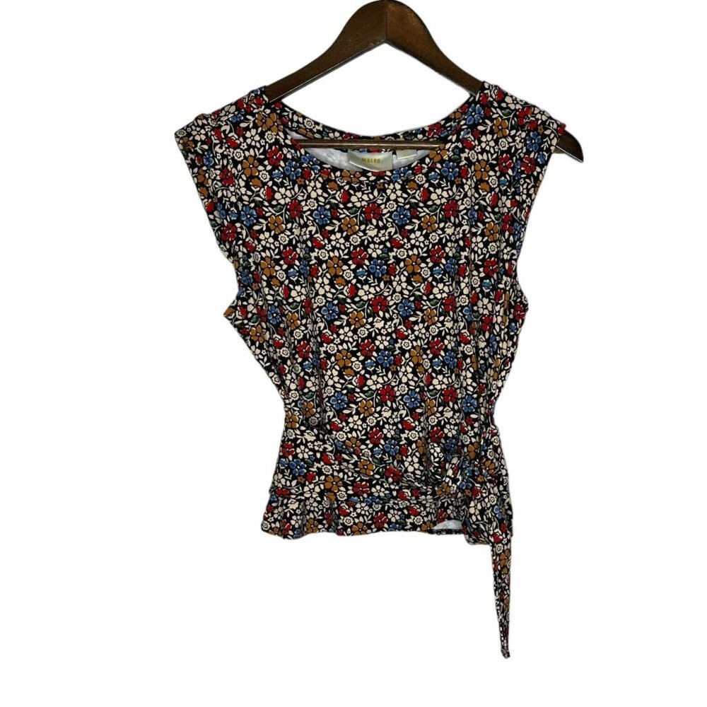 Maeve by Anthropologie Women's Pasture Floral Print Tie Front Top Size MP
